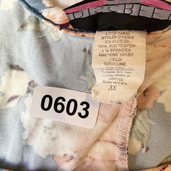 Discreet Women Maxi Dress 3X Blue Floral Shift Short Sleeve Cold Shoulder - Picture 5 of 10